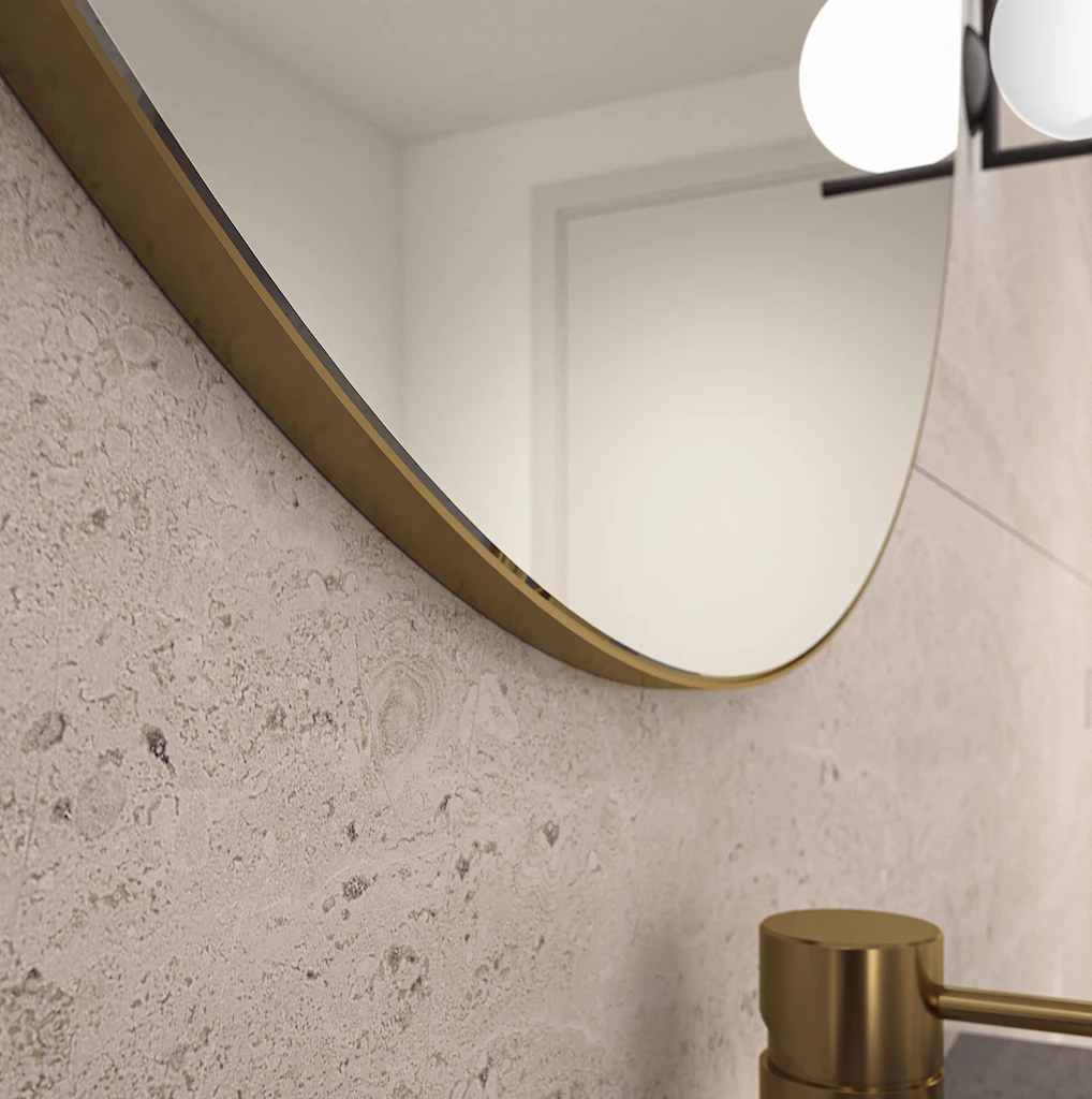 Øyri rundt speil, messing Øyri rundt speil, messing